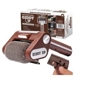 HorsePower Giddy Up Cordless, Rechargeable BBQ grill Stainless Roller Cleaner
